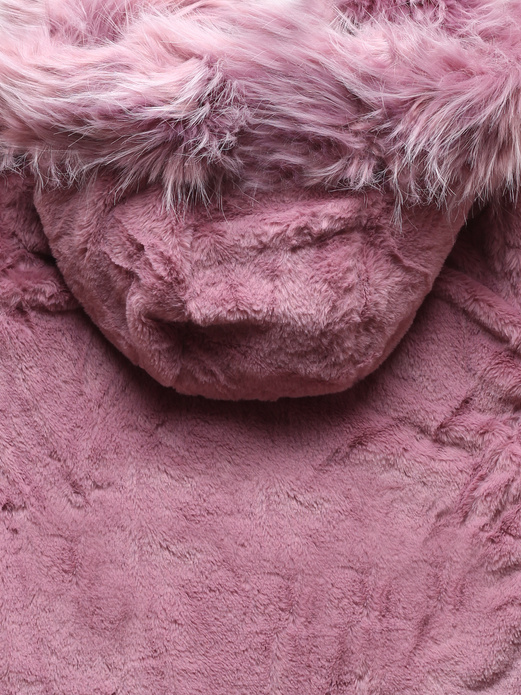 Różowa dwustronna zimowa kurtka damska pikowana w karo