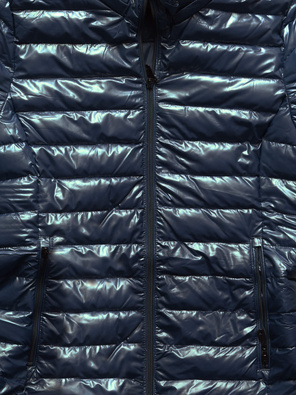 Granatowa pikowana lekka damska kurtka z kapturem