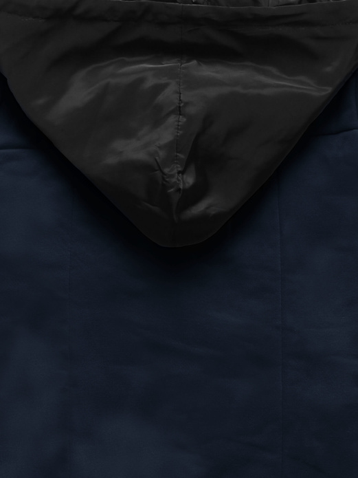 Granatowa świetna krótka bluza damska z kapturem zapinana na guziki