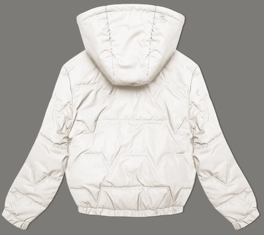 Ecru kapitalna przejściowa bomberka kurtka damska z kapturem