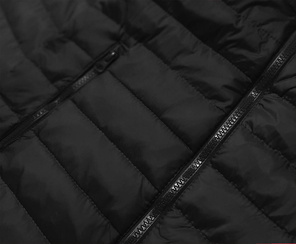 Czarna lekka pikowana kurtka przejściowa ze stójką