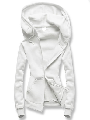 Biała damska rozpinana bluza z kapturem basic