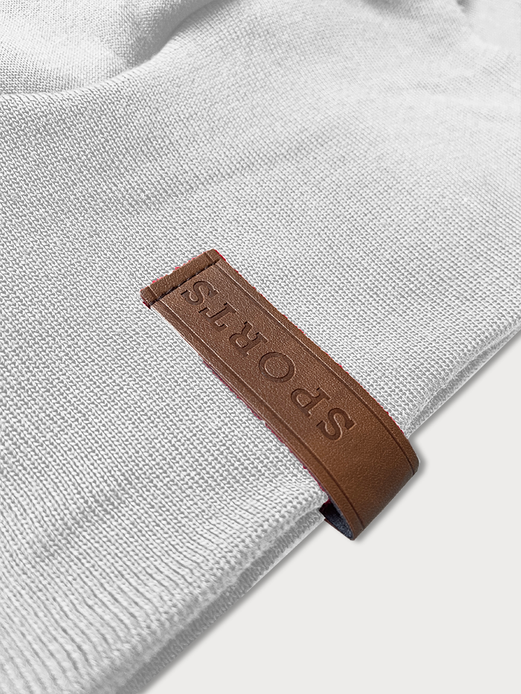 Jasnoszara długa sportowa bluza damska z lampasami i kapturem