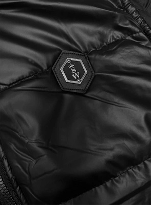 Czarny krótki modny pikowany damski bezrękawnik kamizelka stójka