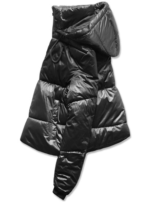 Czarna puchowa kurtka z kapturem 