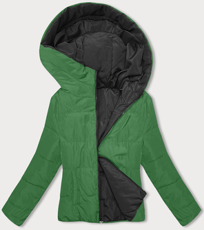 Czarna zielona dwustronna kurtka z kapturem