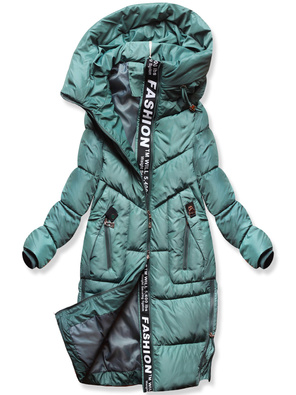 Ciemnozielona fantastyczna damska zimowa kurtka z kapturem