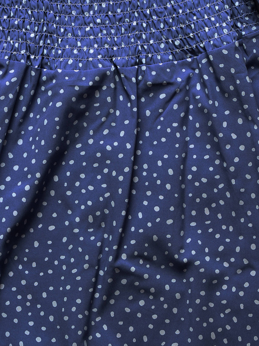 Granatowa cudowna sukienka damska z bufiastymi rękawami