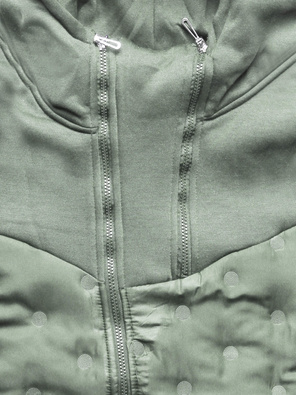 Zielonoszara damska bluza ze stójką łączone materiały