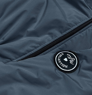 Niebieska przejściowa kurtka ze wstawkami i kapturem PASSION