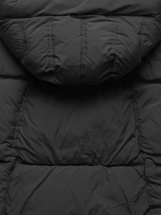 Czarna damska oversizowa zimowa kurtka z kołnierzem netmoda