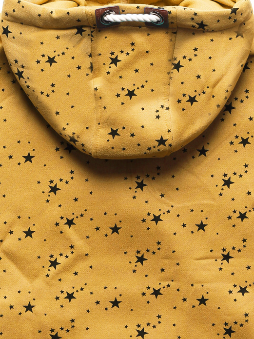 Żółta w gwiazdki bluza damska z kapturem zapinana na suwak