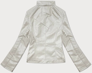 Jasnobeżowa fenomenalna damska kurtka skórzana stójka