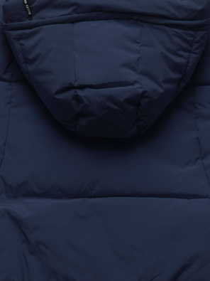 Granatowa ciepła zimowa kurtka damska z kapturem  