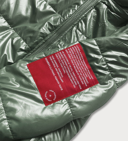 Zielona kurtka zapinana na suwak wykończenie modna kratka