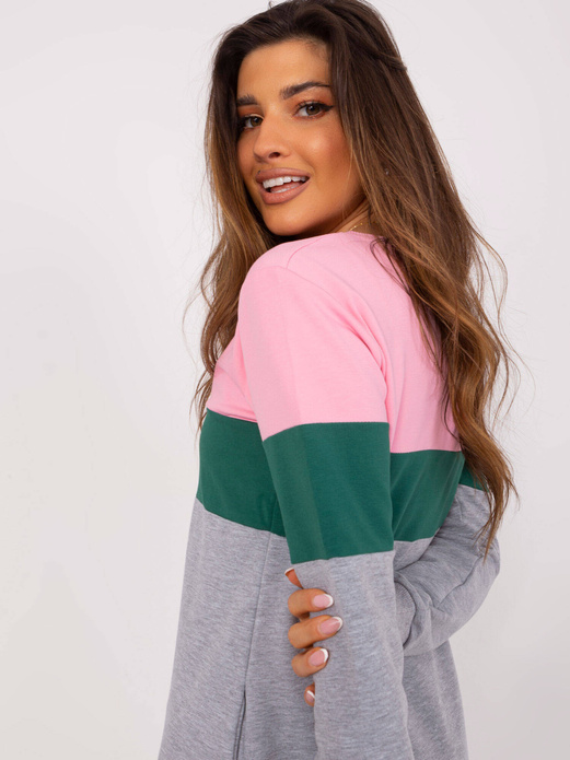 Różowo zielono jasnoszara sportowa sukienka dresowa