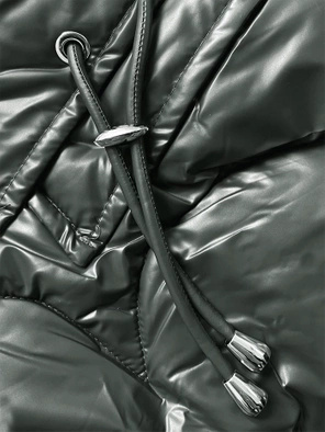 Zielona wyszczuplająca damska kamizelka bezrękawnik z kapturem