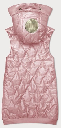 Różowy dwukolorowy czadowy bezrękawnik kamizelka damska z kapturem ściągacz