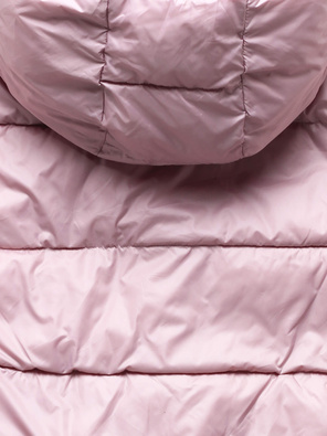 Różowo szara dwustronna zimowa damska kurtka z kapturem