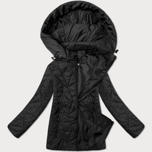 Czarny damski luźny pikowany płaszcz 