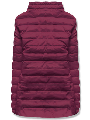 Bordowa lekka pikowana kurtka przejściowa ze stójką