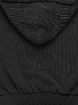 Czarny prążkowany dres komplet z kapturem