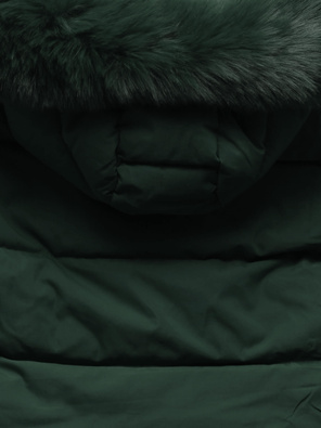 Zielona zimowa ciepła kurtka pikowana z kapturem