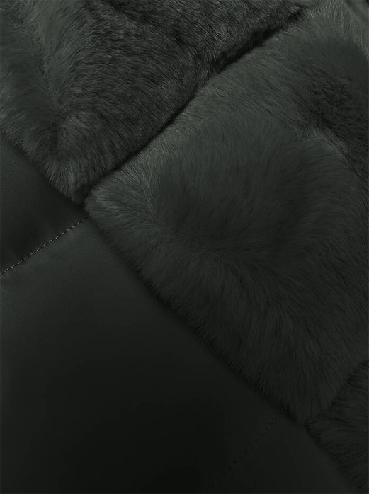 Zielony zimowy pikowany płaszczyk kurtka z futerkiem