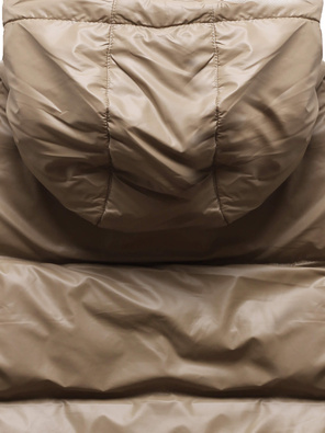 Beżowy bezrękawnik kamizelka puchowa pikowana z kapturem