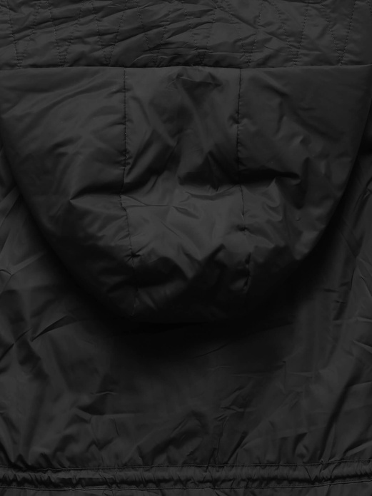 Czarna damska przejściowa kurtka parka ściągana w tali