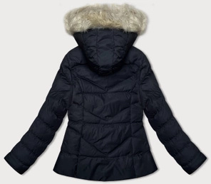 Czarna krótka pikowana zimowa kurtka z kapturem