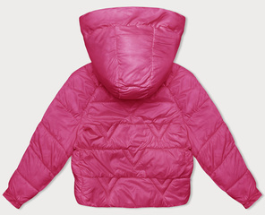 Różowa damska krótka kurtka z motywem w kratę