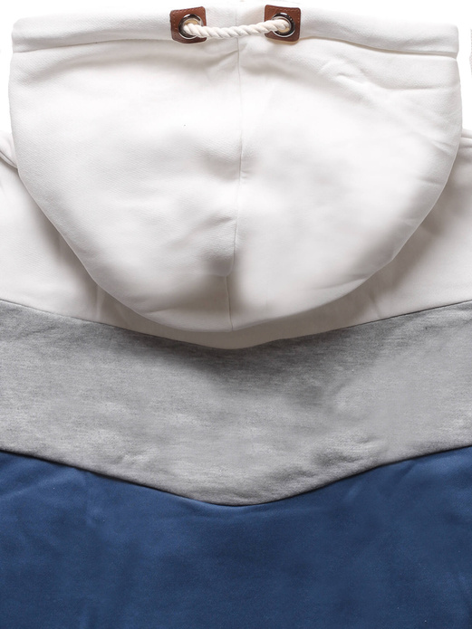 Biały szary granat trzykolorowa genialna bluza damska z kapturem