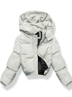 Jasnoszara genialna krótka damska kurtka puffer