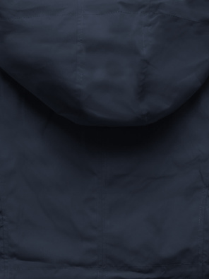 Granatowa damska kurtka typu parka z geometrycznym wzorem