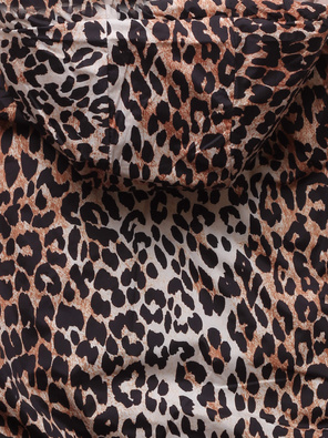 Ciemnobeżowa damska przejściowa kurtka panterka z kapturem