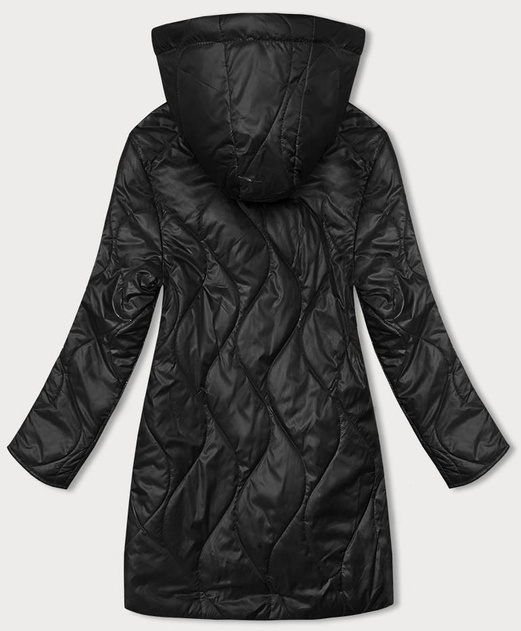 Czarna dwukolorowa wyszczuplająca przejściowa genialnie pikowana kurtka plus size