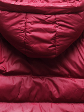 Bordowa genialna zimowa pikowana kurtka damska z kapturem