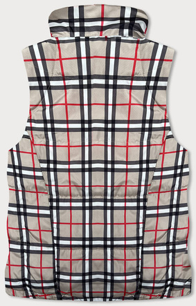 Biały dwustronny bezrękawnik kamizelka krata