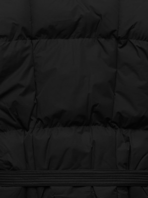 Czarna genialna długa zimowa kurtka płaszczyk z kołnierzem