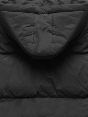 Czarna zimowa krótka pikowana kurtka z kapturem