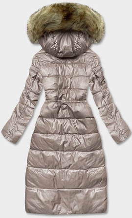 Beżowy cudowny pikowany zimowy płaszczyk