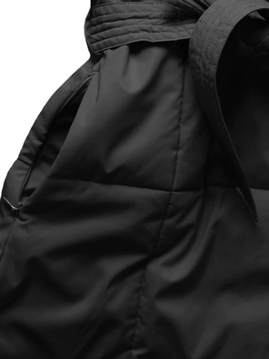 Czarny zimowy długi płaszczyk z genialnym kołnierzem