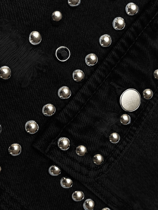 Czarna jeansowa kurtka narzutka z dżetami