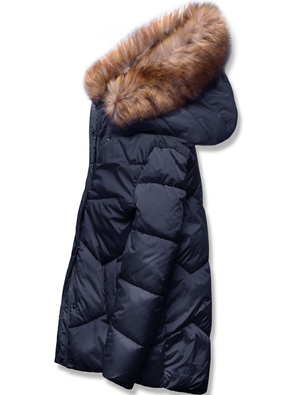 Granatowa kurtka pikowana z kapturem