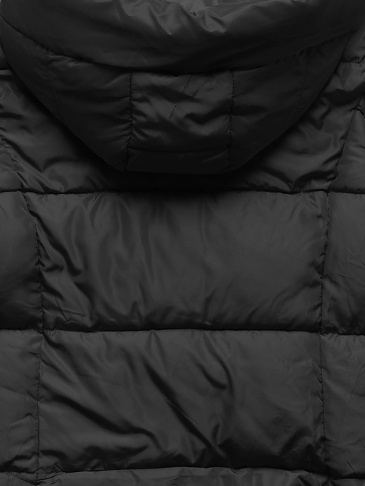 Czarna fantastyczna damska zimowa kurtka z kapturem