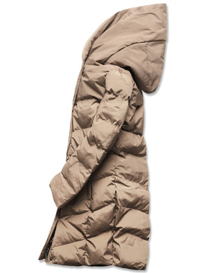 Brązowa pikowana ocieplana misiem zimowa kurtka płaszczyk z kapturem