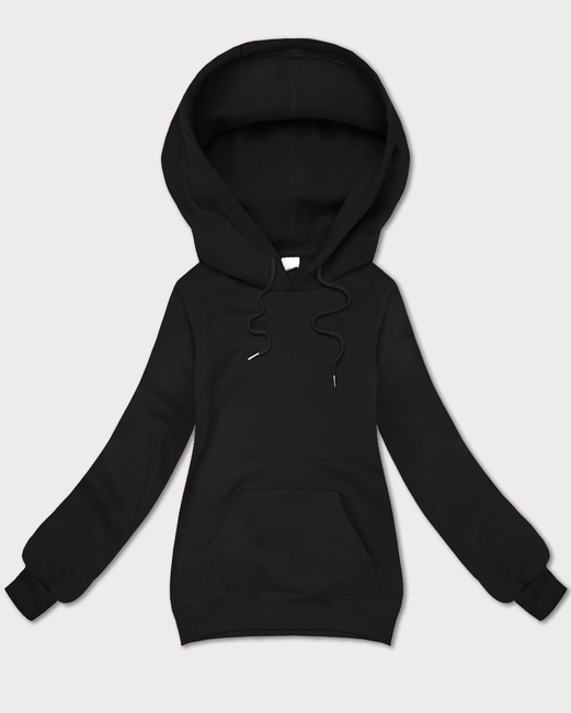 Czarna bluza dresowa damska kangurka z kapturem