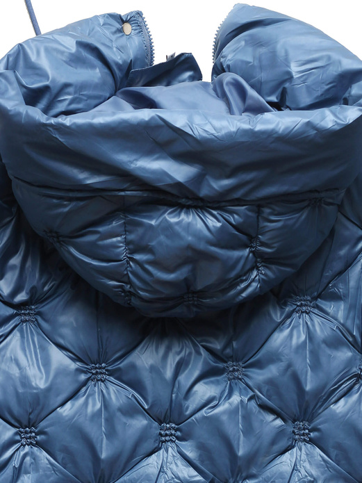 Niebieska luźna pikowana damska przejściowa kurtka