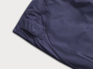 Granatowa dwukolorowa zimowa pikowana kurtka damska z kapturem